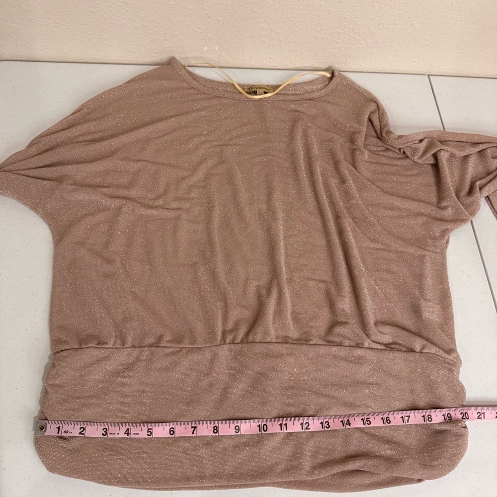 Democracy Sparkle Blouse Long Sleeve 5-Button Cuff Brown Sugar Women’s Size XL - Picture 8 of 11